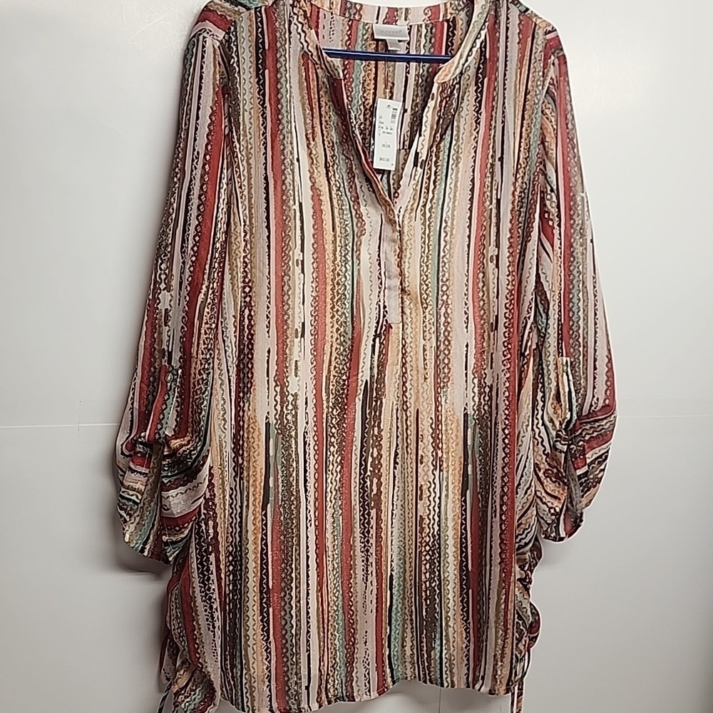 Avenue Vibrant Beautiful Southwest Feminine Striped Blouse w/cami Sz 26/28